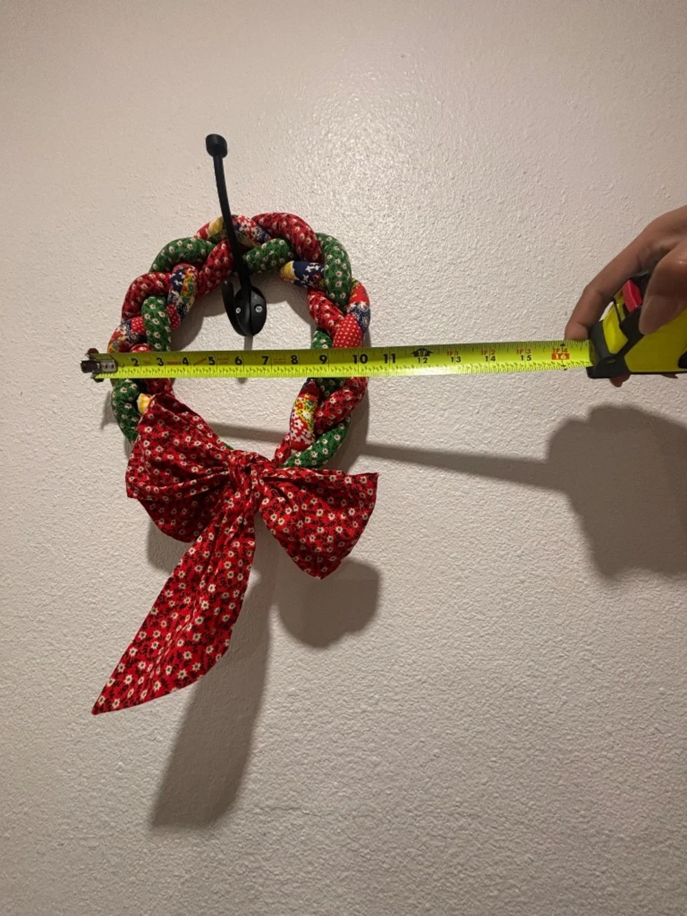 Set of Vintage Large Handmade Quilted Braided Rope Hanging Wreaths w/bow Holiday